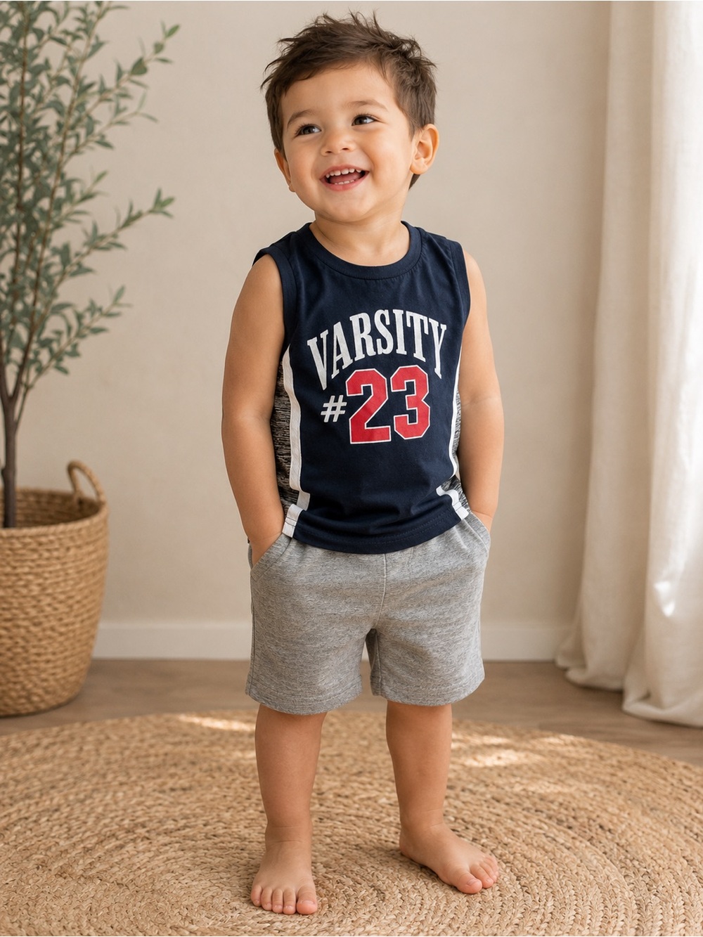 Tory Burch Navy Tee with Red 'Victory League' Patch